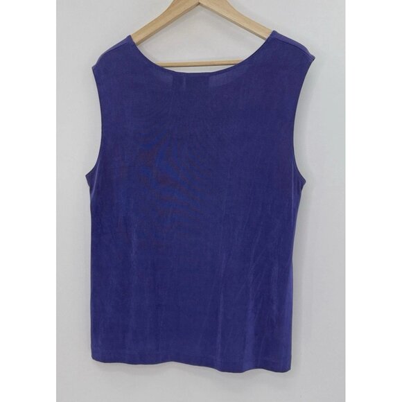 Chico’s Travelers Blue Slinky Acetate Sleeveless Blouse‎ Size 3 Made In USA - Picture 2 of 7